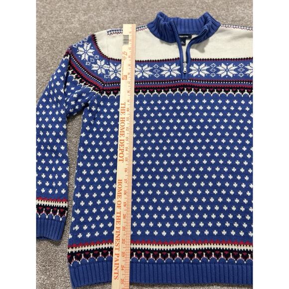 Lands End 1/4 Zip Sweater Boy’s XL (18-20) Nordic Fair Isle Cotton  - Picture 2 of 8
